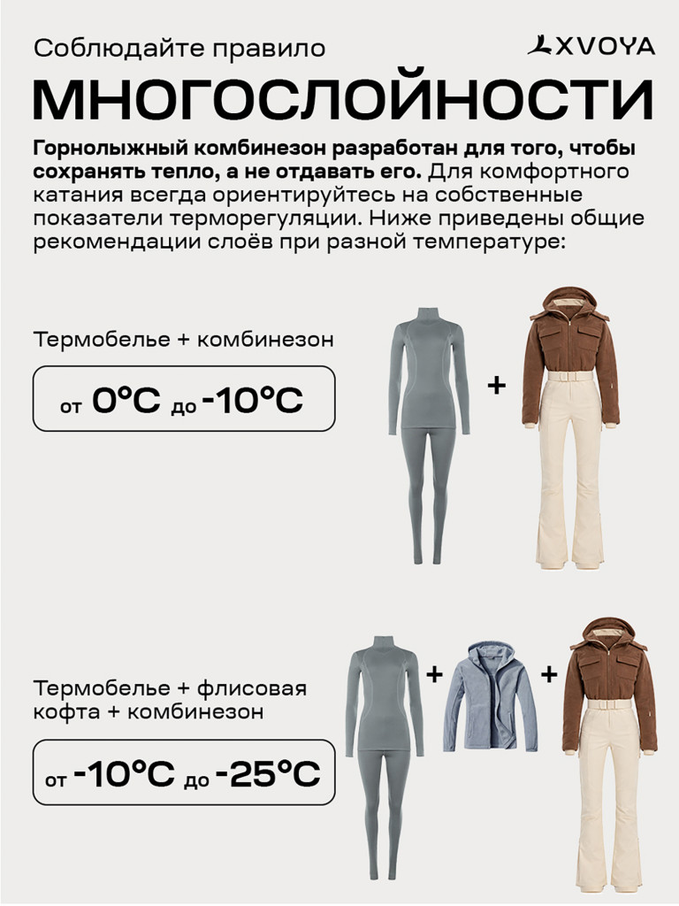 Комбинезон горнолыжный XVOYA женский коричневый