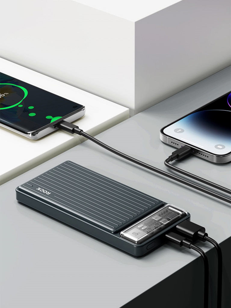 Внешний аккумулятор ROCK P91 PD20W Travel Series Power Bank 10000mAh темно-серый
