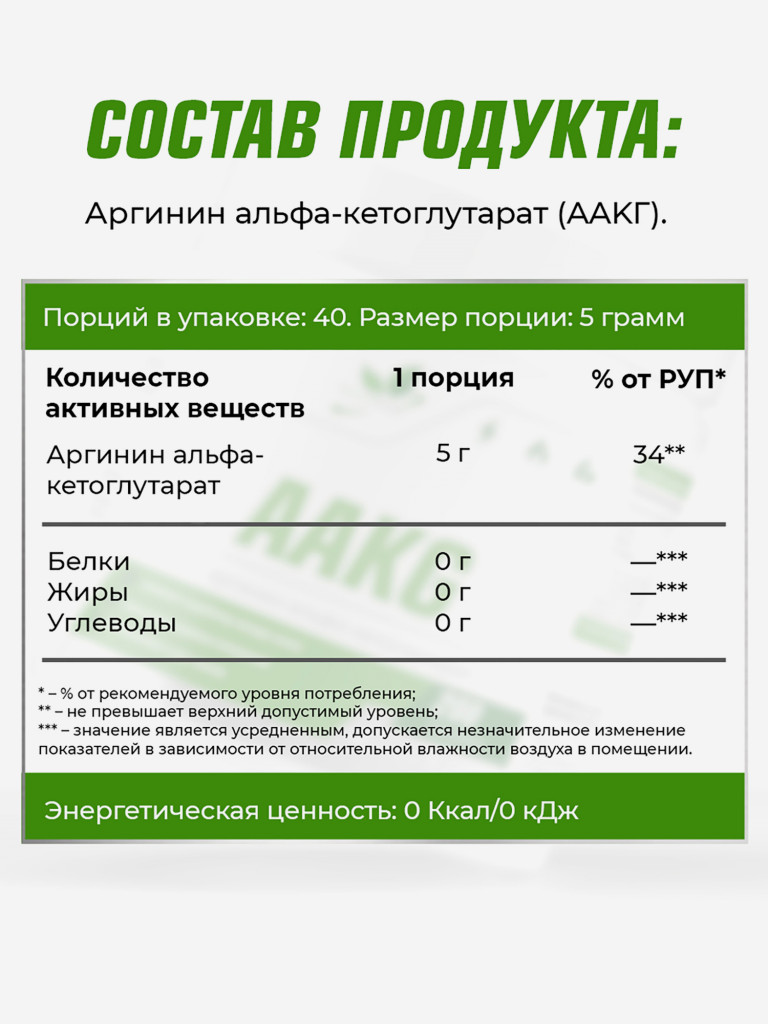 Аргинин ААКГ , NaturalSupp, 200 г