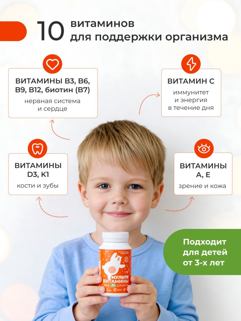 Мультивитамины для детей со вкусом "Кола" Nooteria Labs, 60 мармеладных пастилок