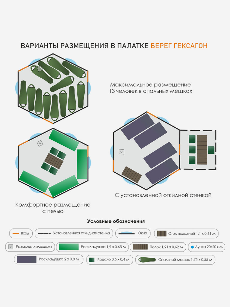 Всесезонная палатка Куб Гексагон Берег
