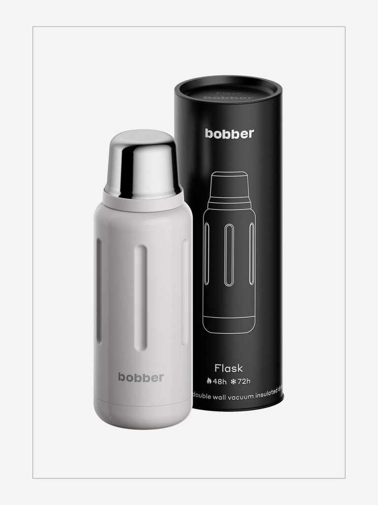Термос вакуумный для напитков BOBBER Flask 1 литр, тепло до 48 часов, серый