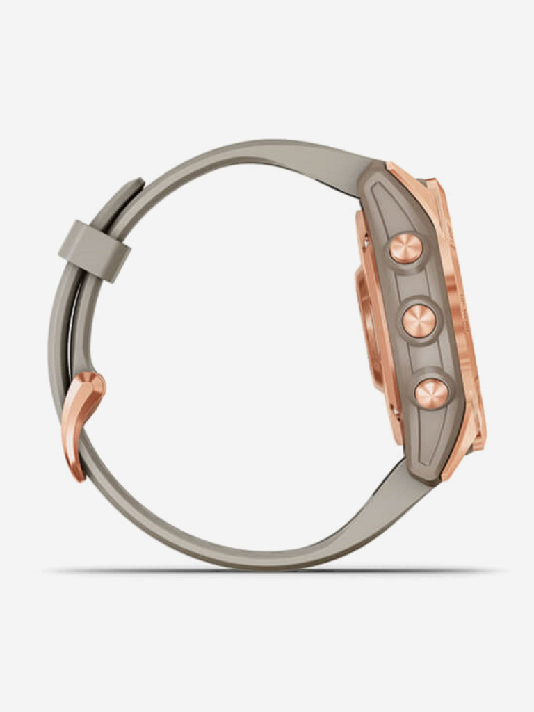 Часы Garmin Fenix 7S Solar с технологией солнечной зарядки, розовое золото с песочным силиконовым ремешком 010-02539-11