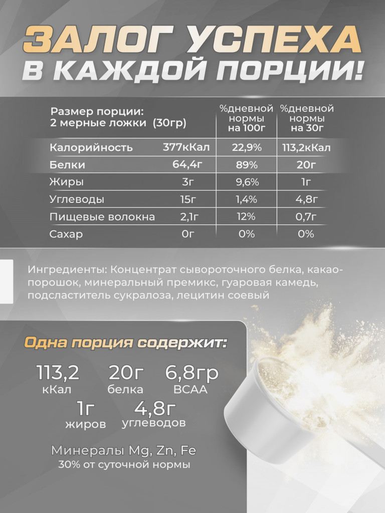 Протеин сывороточный Soul Way без вкуса 900 гр 30 порций