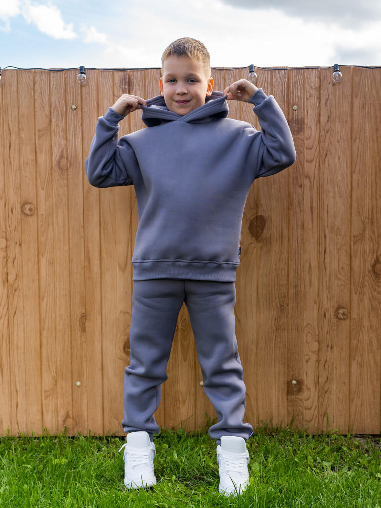 Костюм-двойка из футера начесом для мальчика и девочки Looklie