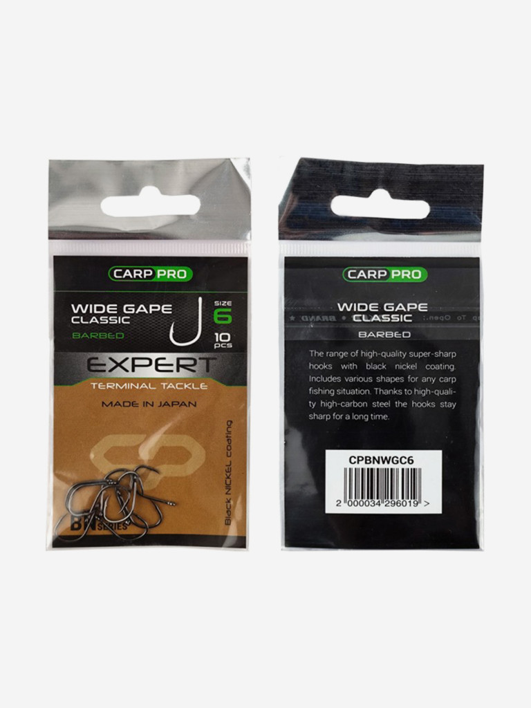Крючок CARP PRO Black Nickel Wide Gape Classics №6 10шт