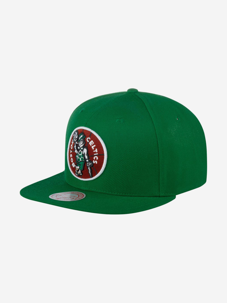 Бейсболка с прямым козырьком MITCHELL NESS HHSS3258-BCEYYPPPGREN Boston Celtics NBA