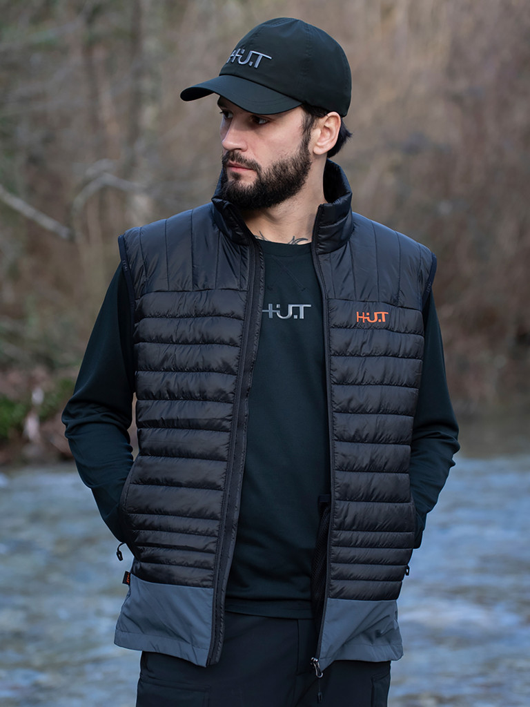 Жилет HUT SPIKE мужской для охоты, тёмно-серый / чёрный