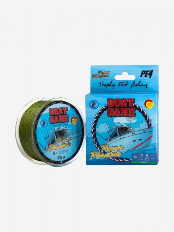 Шнур для рыбалки Power Phantom Boat, 300m, green #8 0,47мм, 48.5кг