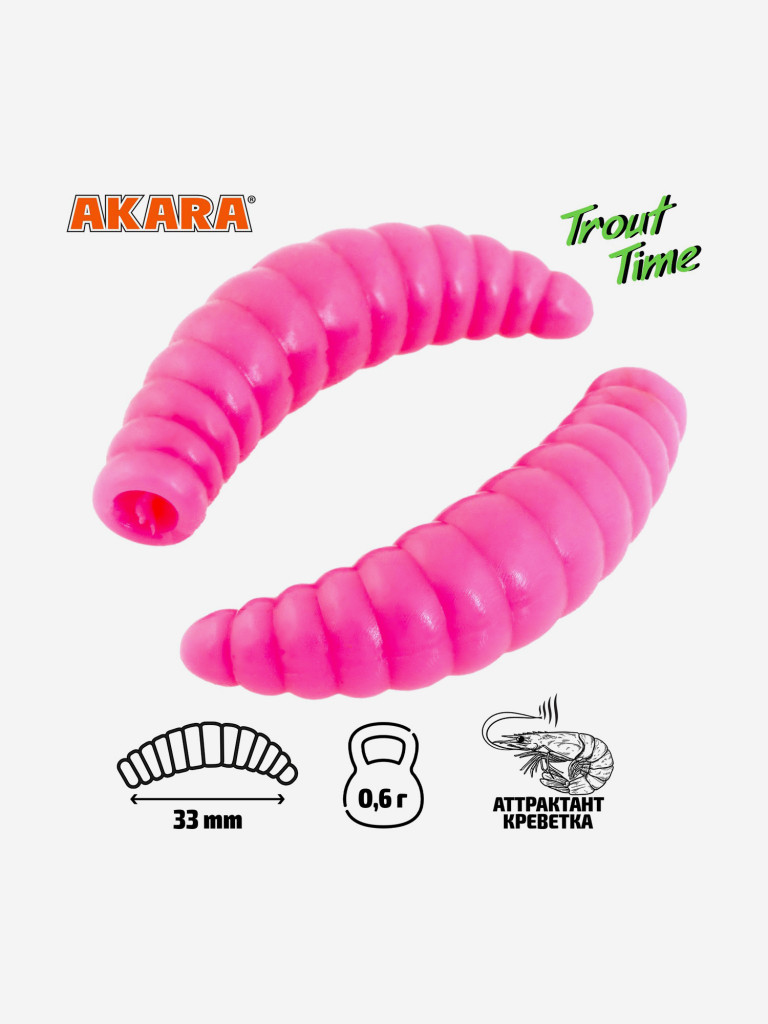 Силиконовая приманка Akara Trout Time MAGGOT 1,3 Shrimp 420 (24 шт.)
