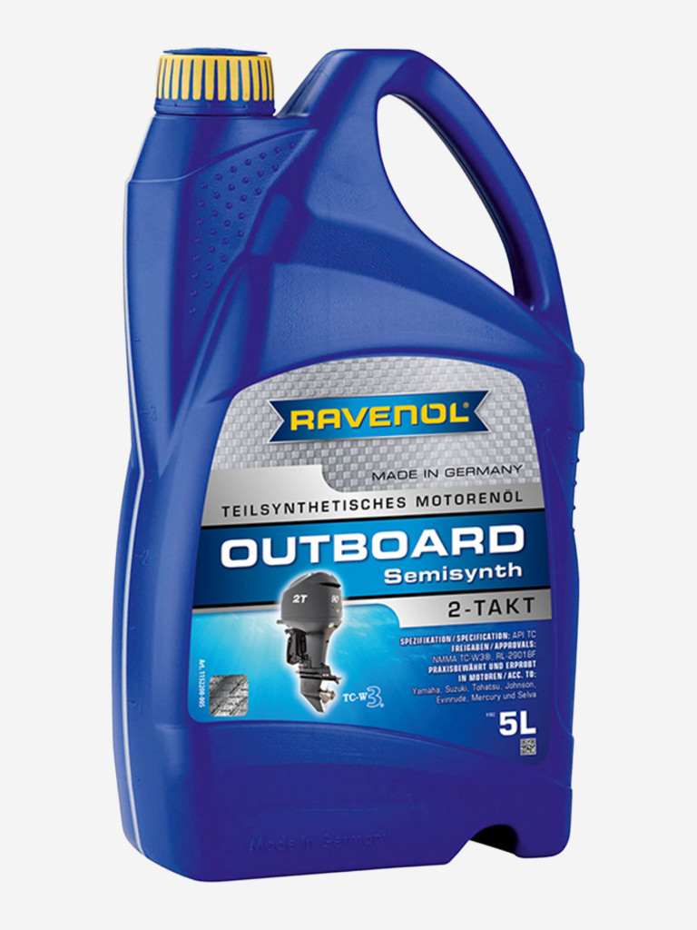Моторное масло для 2Т лодочных моторов RAVENOL Outboardoel 2T Teilsynth, 5 литров