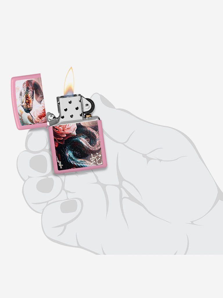 Зажигалка бензиновая ветроустойчивая Zippo Mazzi Anaconda Pink Matte
