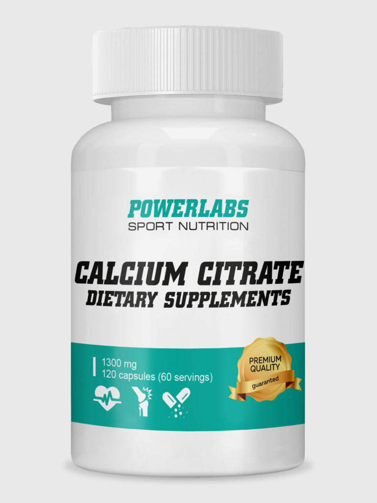 Витаминно-минеральный комплекс для костей, Powerlabs, Кальций цитрат c Витамином D3, 120 капсул