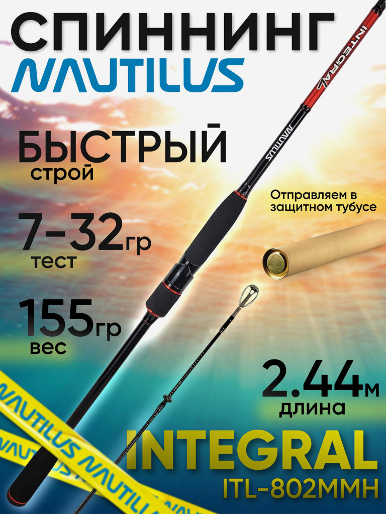 Спиннинг Nautilus Integral ITL-802MMH 244см 7-32гр