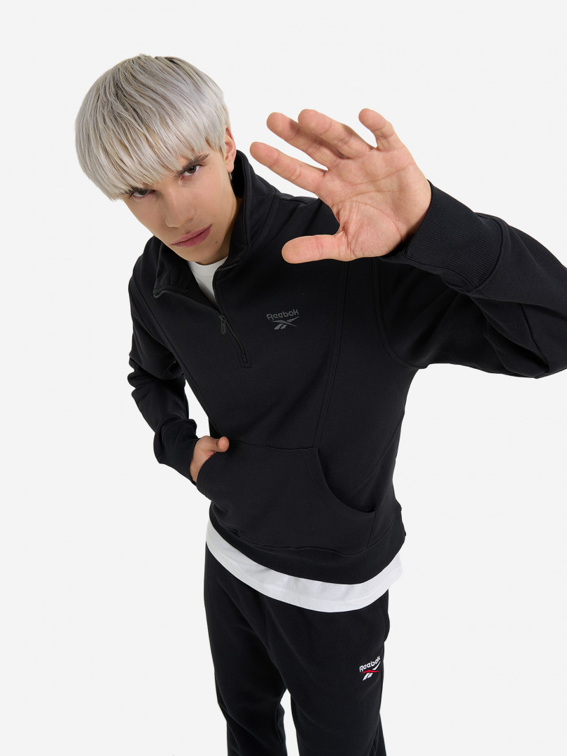 фото Толстовка мужская reebok icon elements quarter, черный