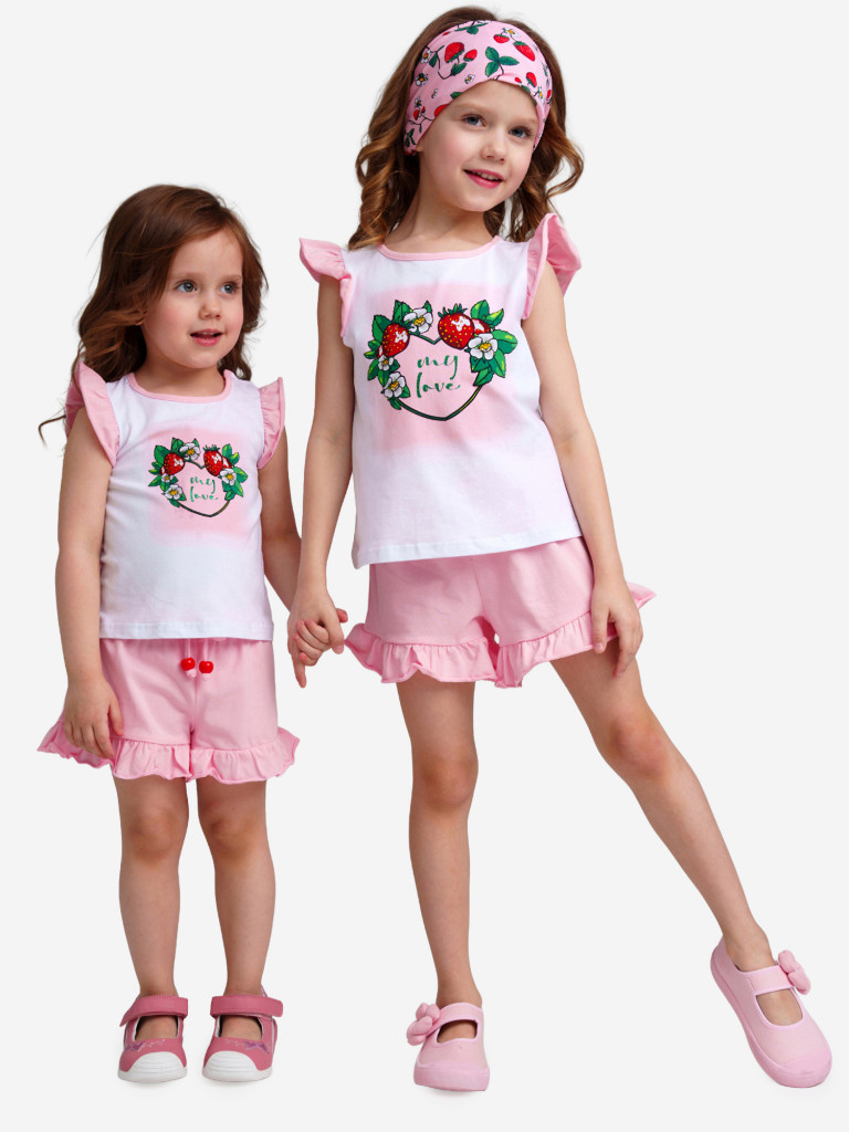 Комплект для девочек: футболка, шорты PlayToday