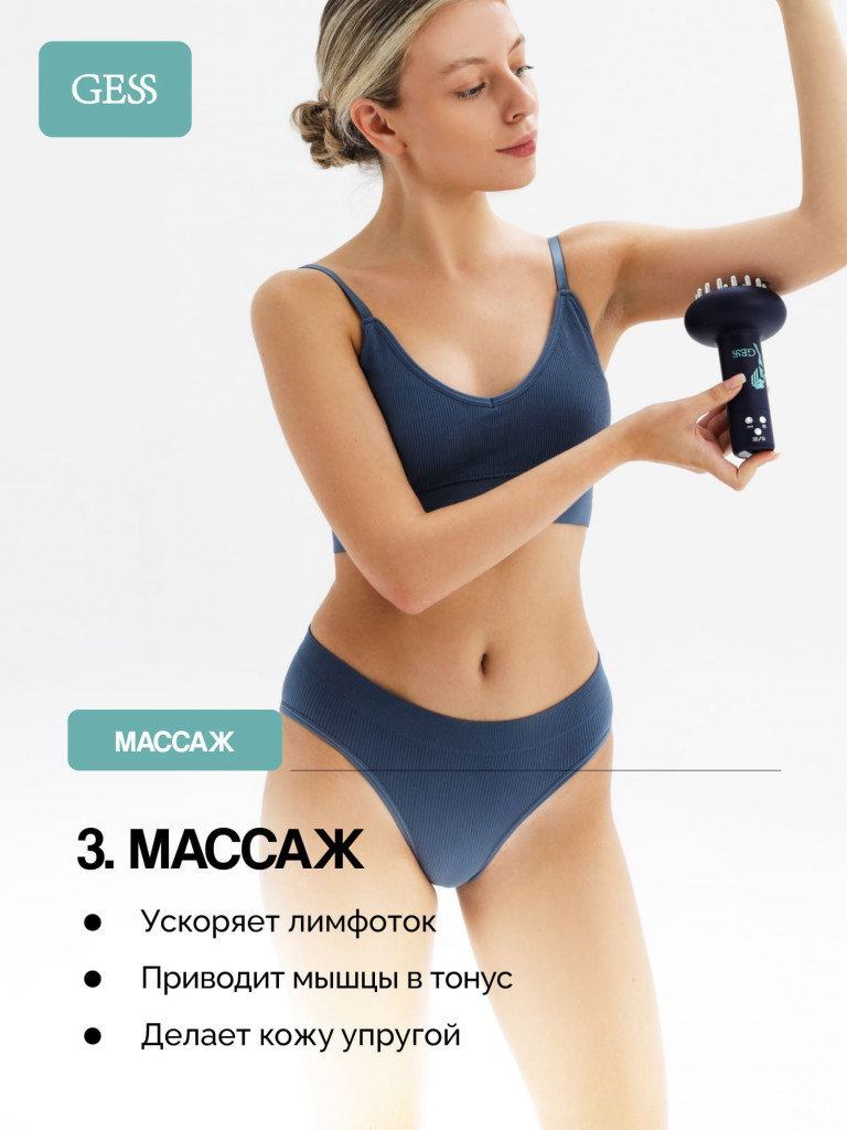 Массажер антицеллюлитный лимфодренажный для тела с миостимуляцией и прогревом GESS EMIOS , лимфодренажный, моделирующий с EMS, 3 вида воздействия
