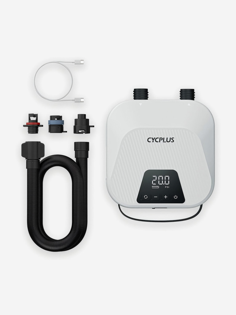 Насос Cycplus для САП досок D14 Pro SUP (с аккумулятором), 20 PSI, 3 насадок для лодки, матрасов, палаток, каяка, сап досок