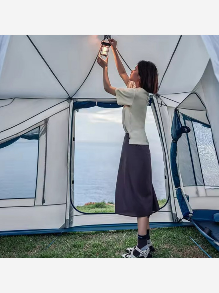 Палатка Naturehike Lingfeng Air 12.0 2-местная, быстросборная, надувной каркас, бело-голубая
