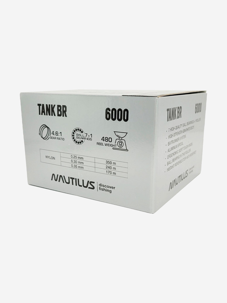 Катушка для спиннинга Nautilus TANK BR 6000S, катушка для удочки с байтранером
