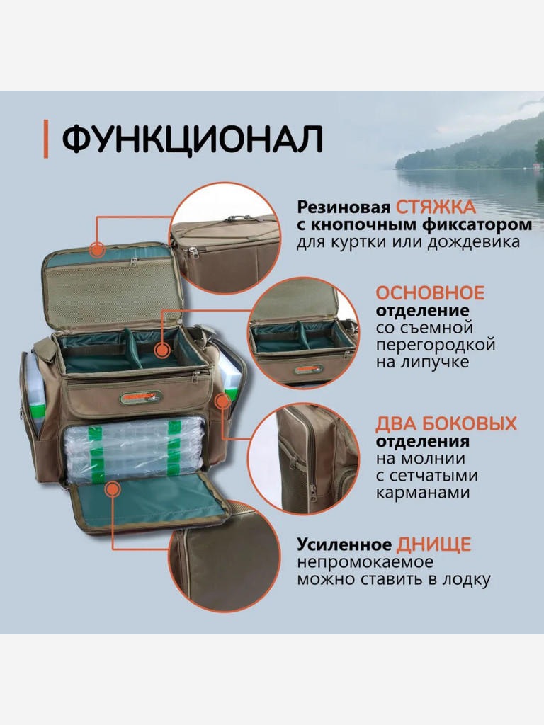 Сумка для рыбалки Fisherbox C103 41х 31х22 см, в комплекте 6 коробок для приманок
