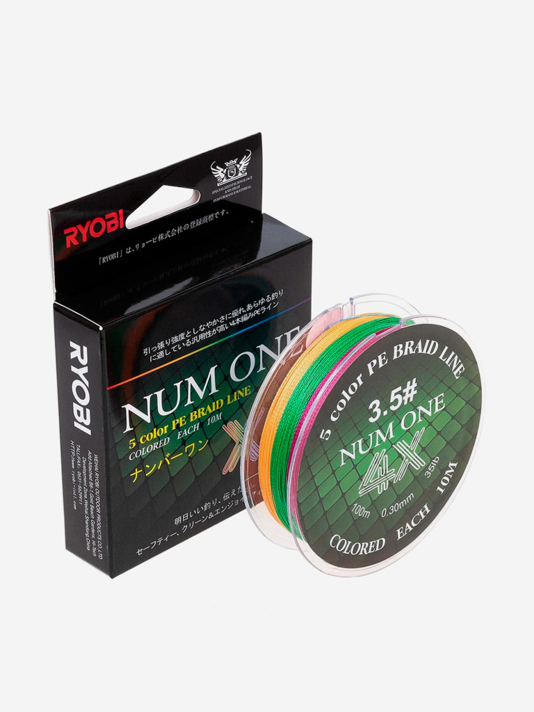 Шнур плетеный для рыбалки Ryobi NUM ONE PE4X, 100м, 0,310мм, 16кг, мультиколор