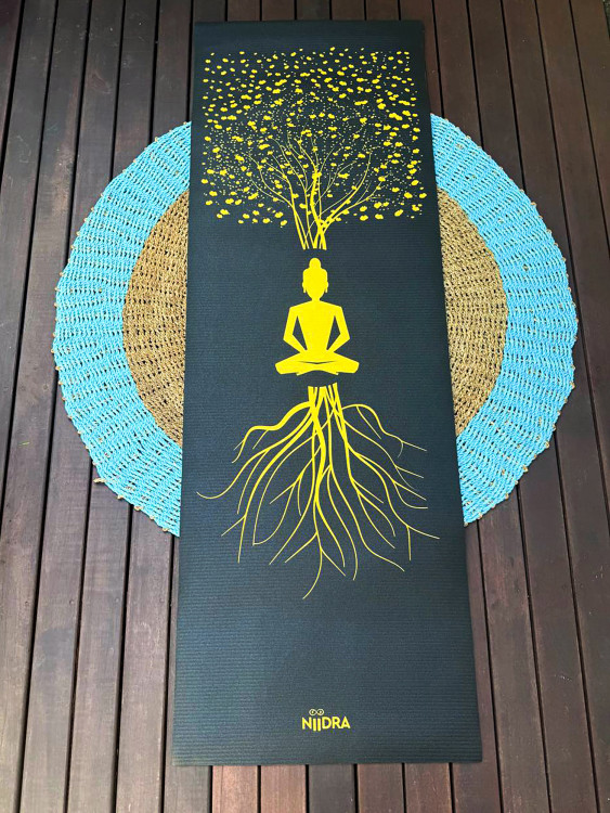 Коврик для йоги NiiDRA Йогин черный