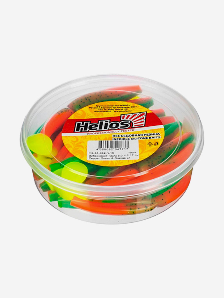 Мягкая приманка Helios Guru, 5'' / 12,7 см, Pepper Green & Orange LT, 15 шт (HS-31-032-N-15)