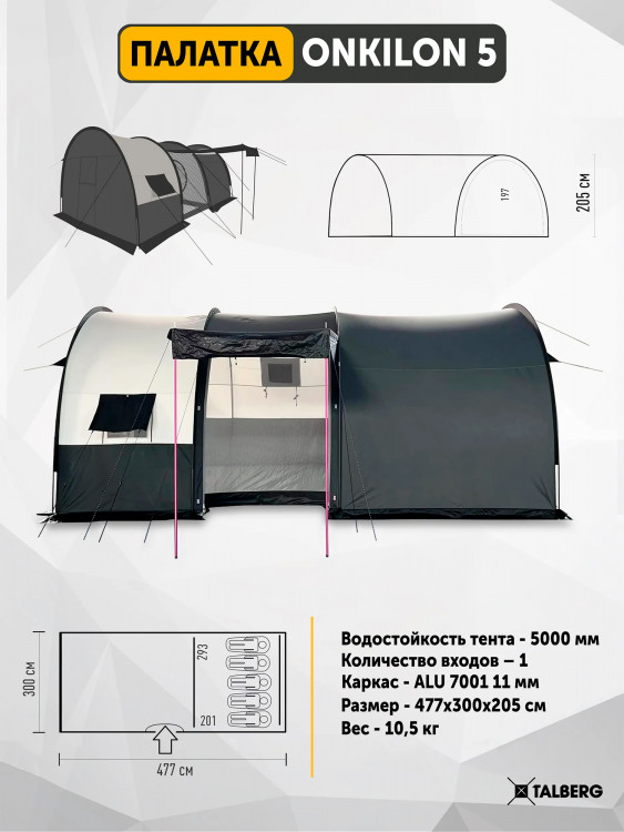 Палатка Talberg ONKILON 5, кемпинговая