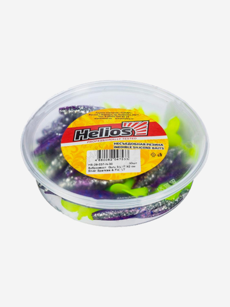 Мягкая приманка Helios Guru, 3'' / 7,62 см, Silver Sparkles & Fio LT, 30 шт (HS-29-037-N-30)