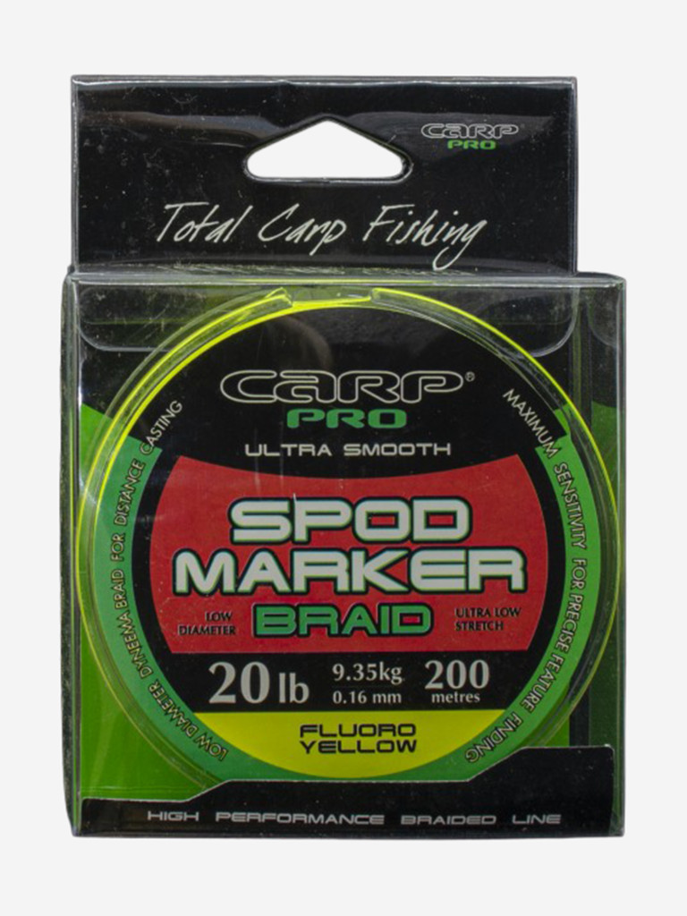 Шнур плетеный CARP PRO под спод-маркет флуоро-желтый0.16мм 9.35кг 20lb 200м