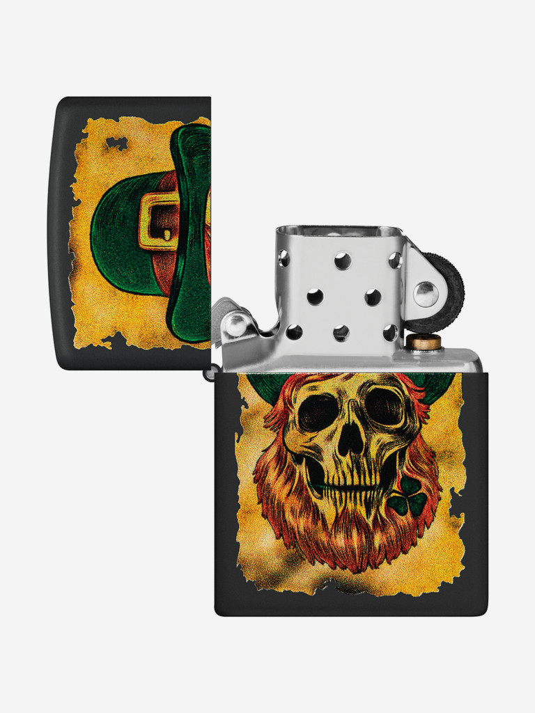 Зажигалка бензиновая ветроустойчивая Zippo Lucky Map Black Matte