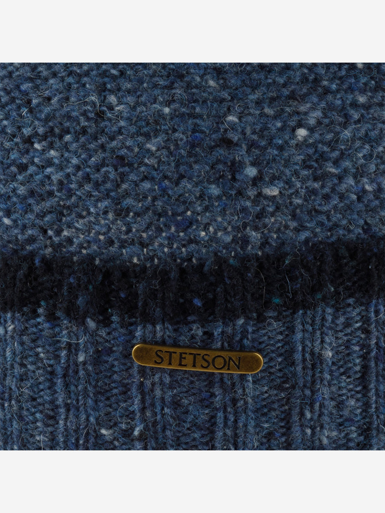 Шапка с отворотом STETSON 8599391 BEANIE DONEGAL WOOL (синий)