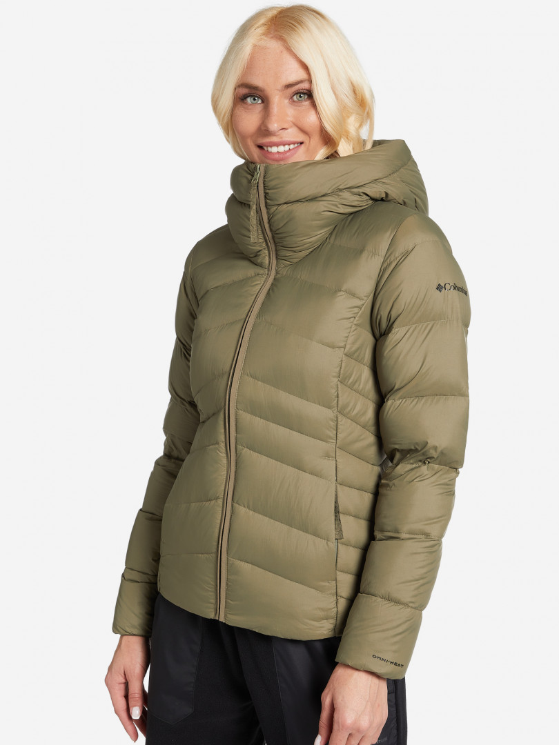 фото Пуховик женский columbia autumn park down hooded jacket, зеленый