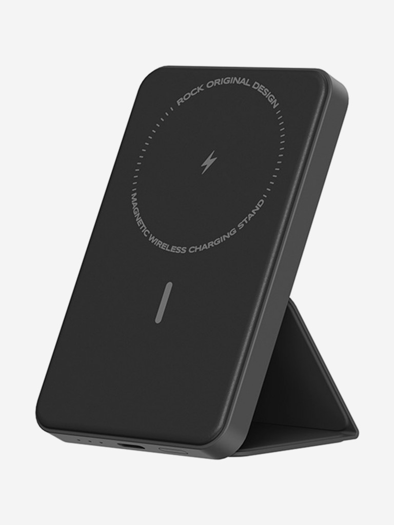 Внешний аккумулятор ROCK P83 Magnetic Holder Wireless Charging Power Bank черный