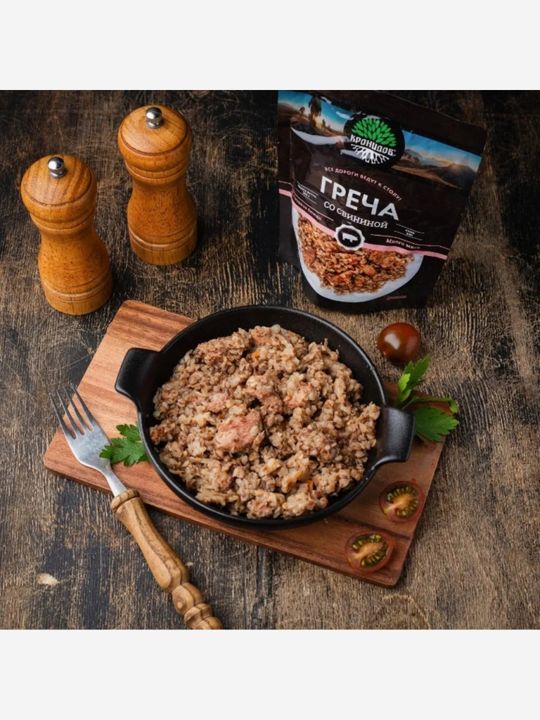 Готовое блюдо Каша гречневая со свининой 250 г. (Кронидов) 4шт 1кг