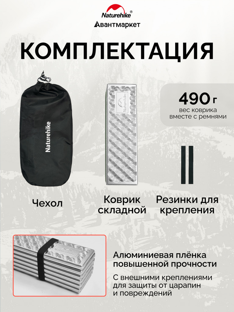 Коврик Naturehike CNK2650WS010 Troues R2.6 Egg Nest складной утолщеный зеленый