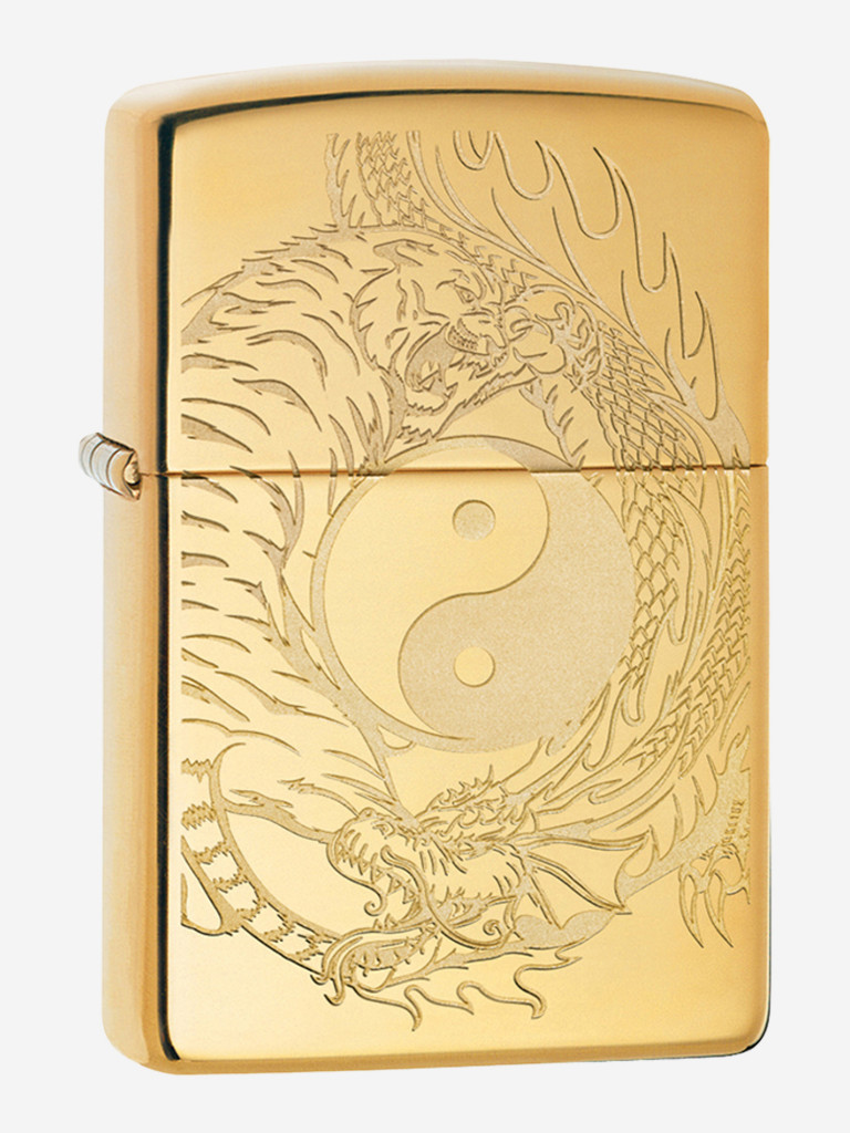 Зажигалка Zippo Classic Tiger and Dragon Design High Polish Brass