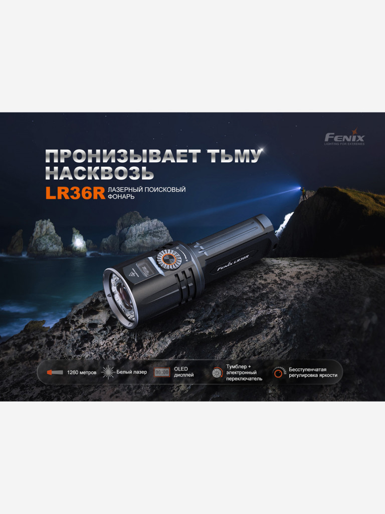 Фонарь светодиодный поисковый Fenix LR36R, 10000 лм
