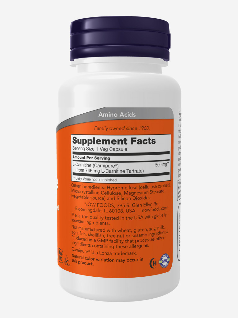 NOW "L-Карнитин 500мг" 917мг 60 капс