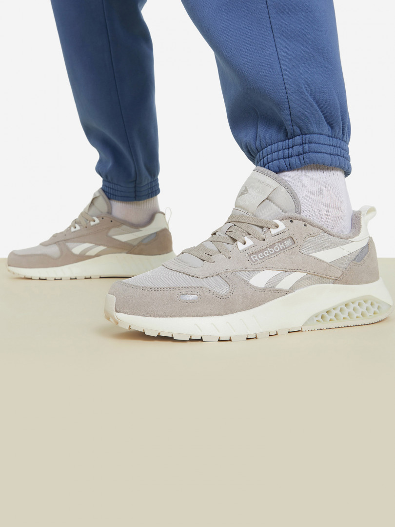 фото Кроссовки мужские reebok classic leather hexalite, бежевый