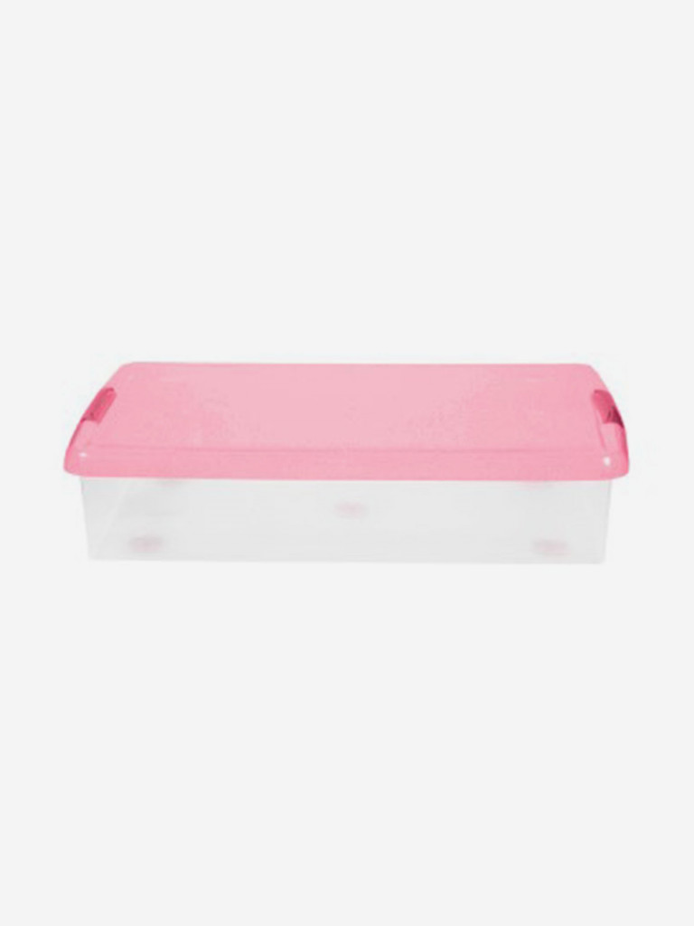 Короб для xранения IRIS OHYAMA THIN BOX 34л, прозрачный-розовый
