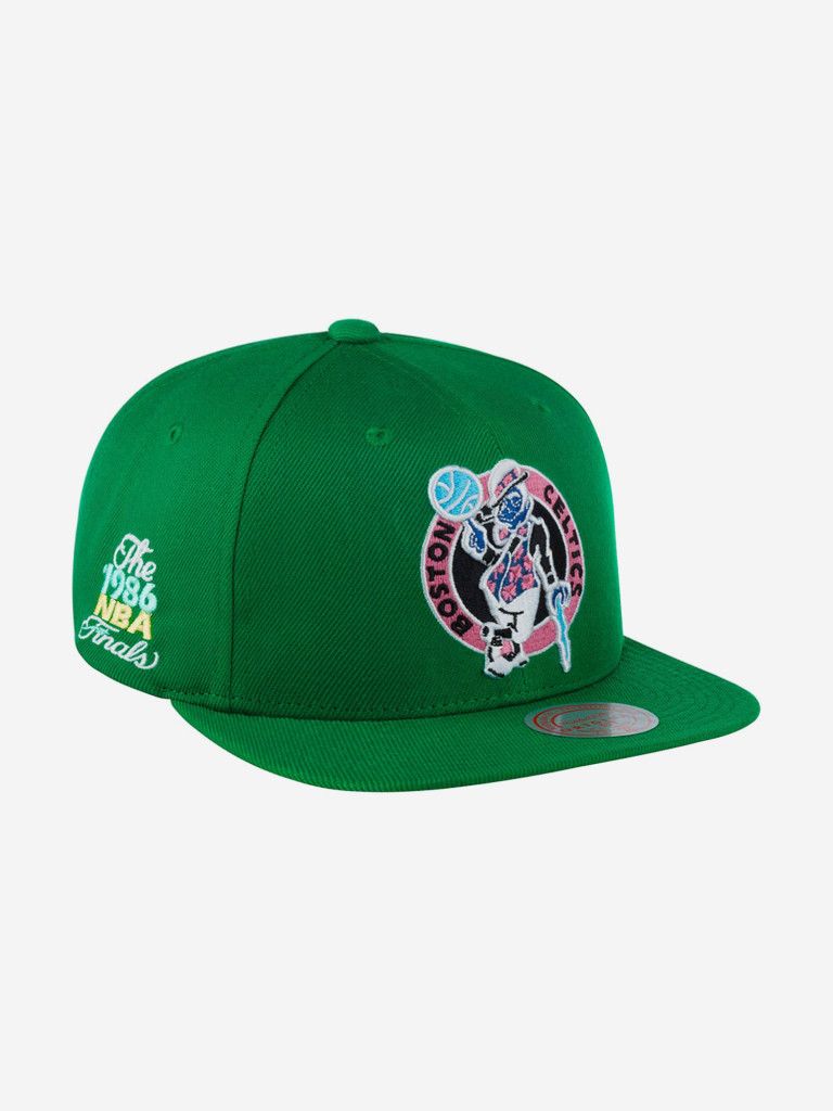 Бейсболка с прямым козырьком MITCHELL NESS 6HSSSH20056-BCEGREN Boston Celtics NBA (зеленый)