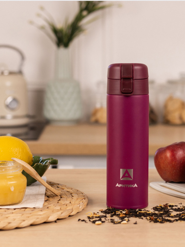 Термокружка вакуумная Арктика, 470 мл, со съемным ситечком, вишня