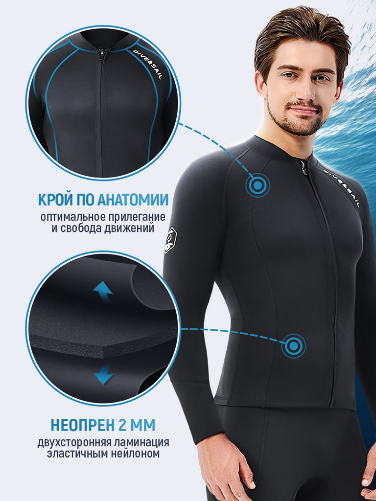 Гидрокуртка мужская DIVE&SAIL неопреновая 2 мм