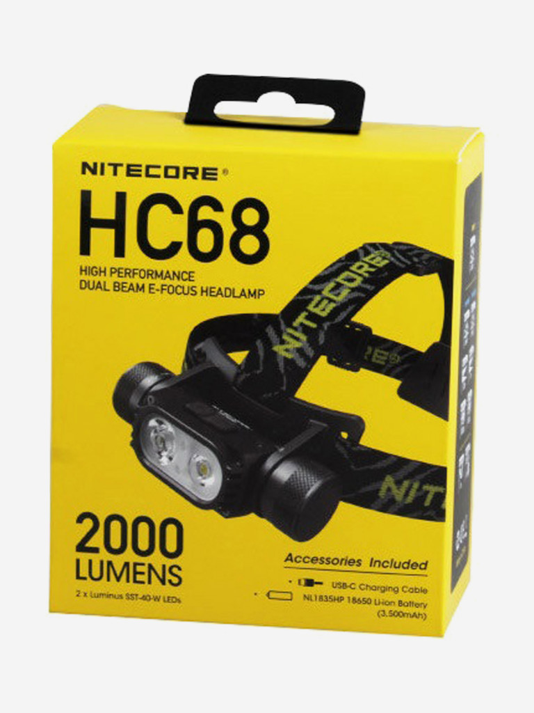 Фонарь налобный Nitecore HC68, 2000 лм