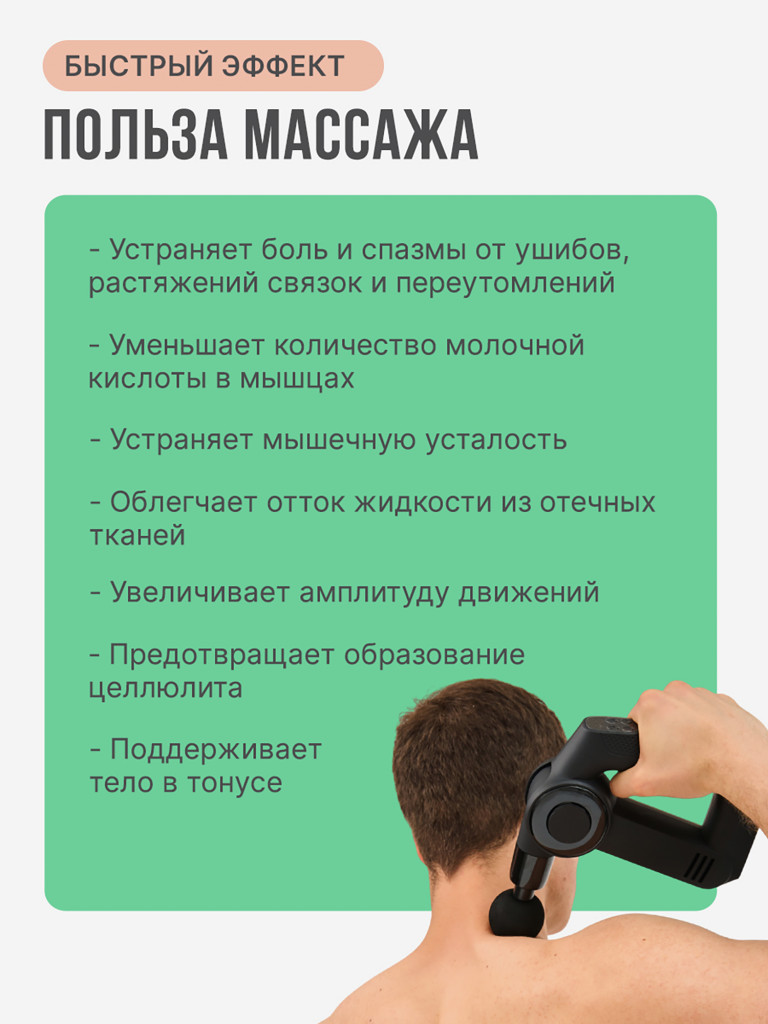 Перкуссионный массажер для тела SENNE, с функцией прогрева 3 уровней
