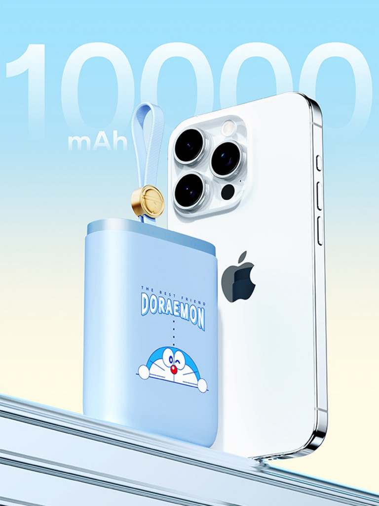 Внешний аккумулятор с авторским дизайном Doraemon PowerSack Fast Charging Power Bank with Cable 10000mAh синий