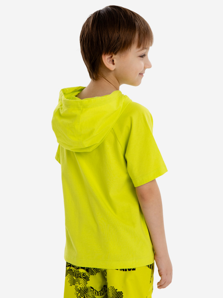 Футболка с капюшоном и принтом салатовая для мальчика Button Blue
