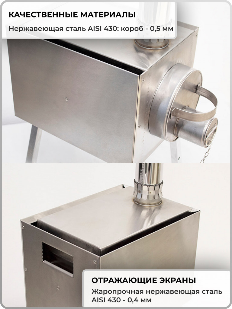 Печь для зимней палатки Экономка Малая Берег, стационарные экраны, туристическая, походная